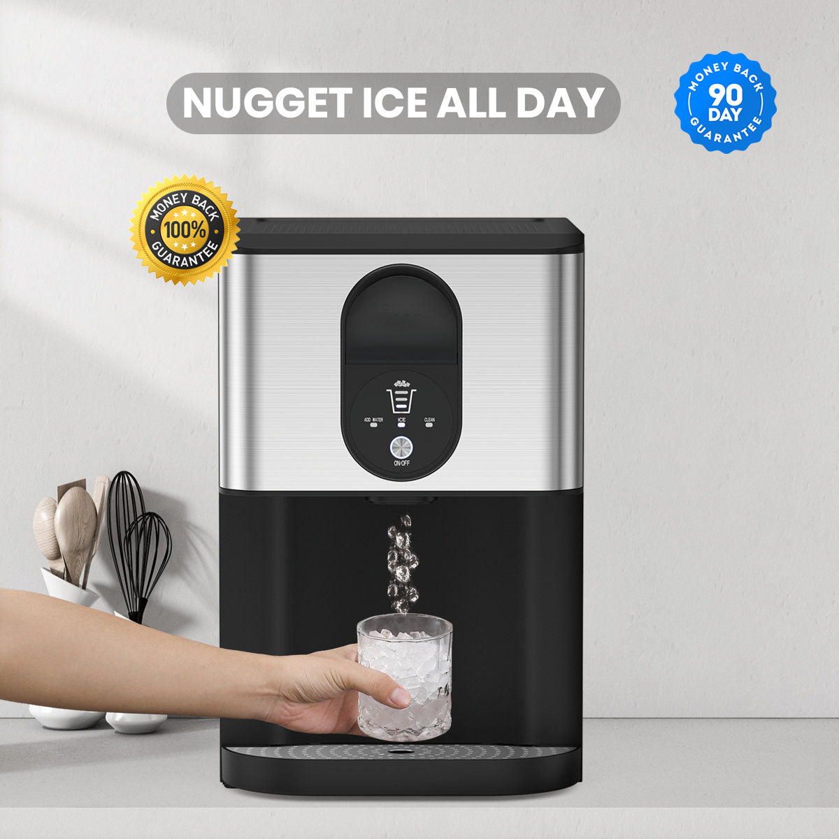 44-lb Eis pro Tag Nugget-Eiswürfelbereiter mit Spender