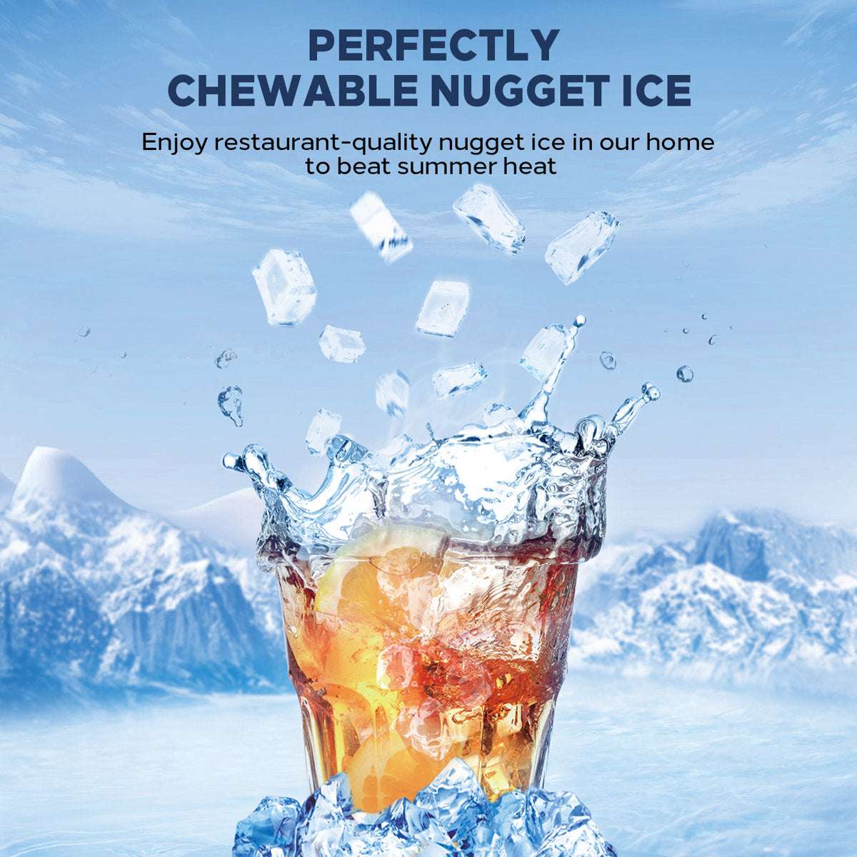 44-lb Eis pro Tag Nugget-Eiswürfelbereiter mit Spender