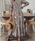 Damen bedrucktes Midikleid im Boho-Stil