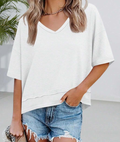 Elegantes Damen-T-Shirt mit V-Ausschnitt und kurzen Ärmeln